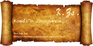 Komán Zsuzsanna névjegykártya